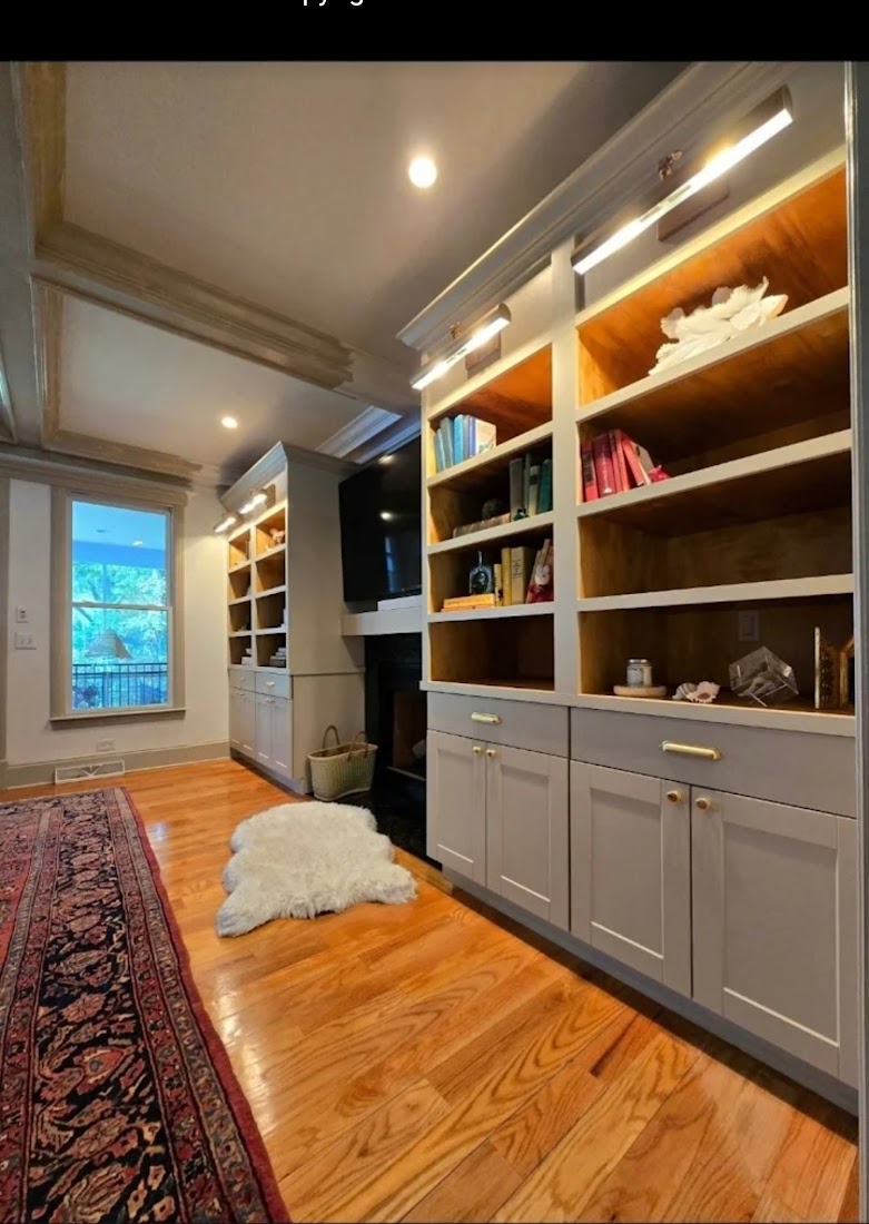 Lit Built-In Shelving & Cabinets