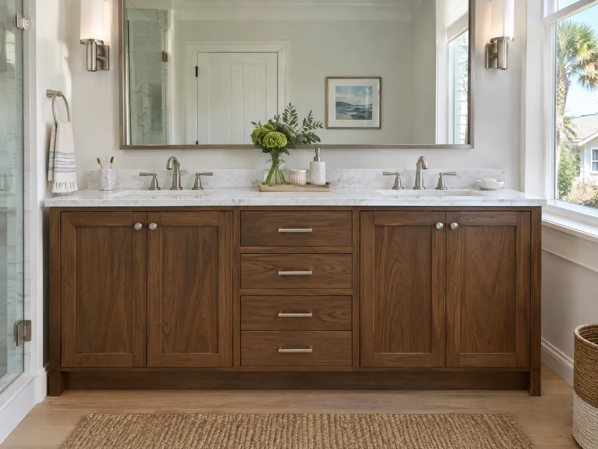 Refaced vanity cabinetry