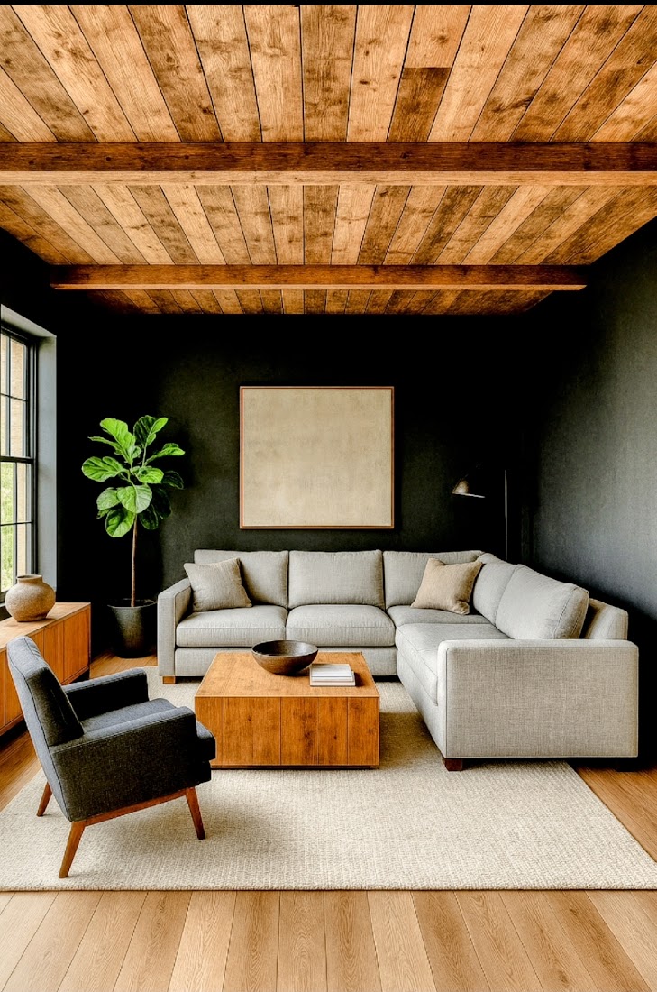 T&G Ceiling with Exposed Beams
